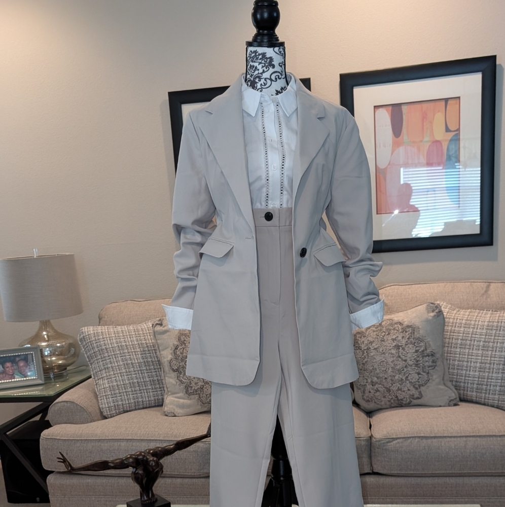 Gray Blazer and Pants Set New